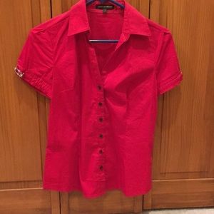 Express red short sleeve button-down